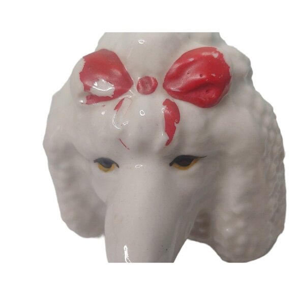 Vintage MCM French Poodle Figurine Ceramic Marked 98 White Red Bow READ - Picture 12 of 12